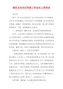 副区长在全区民政工作会议上的讲话