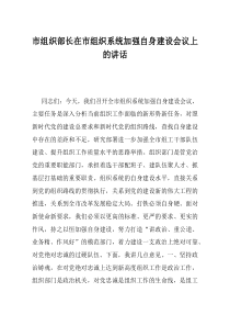 市组织部长在市组织系统加强自身建设会议上的讲话