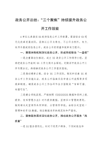 政务公开总结：“三个聚焦”持续提升政务公开工作效能