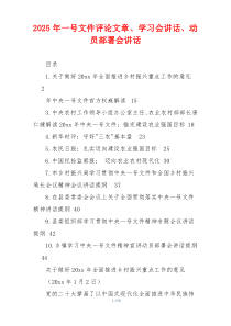 2025年一号文件评论文章、学习会讲话、动员部署会讲话