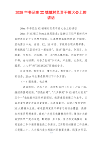 2025年书记在XX镇镇村负责干部大会上的讲话