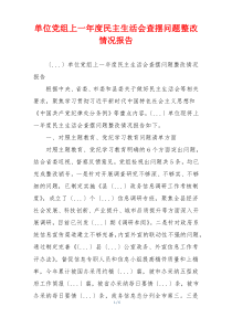 单位党组上一年度民主生活会查摆问题整改情况报告
