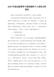 2025年县处级领导干部进修班个人党性分析报告