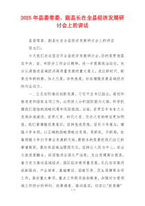 2025年县委常委、副县长在全县经济发展研讨会上的讲话
