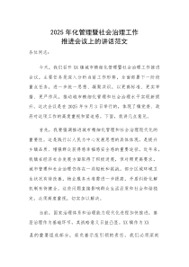 2025年化管理暨社会治理工作推进会议上的讲话范文