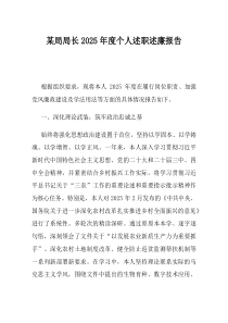 某局局长2025年度个人述职述廉报告