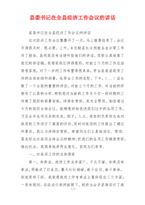 县委书记在全县经济工作会议的讲话