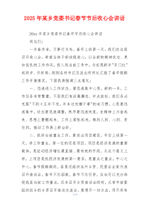 2025年某乡党委书记春节节后收心会讲话