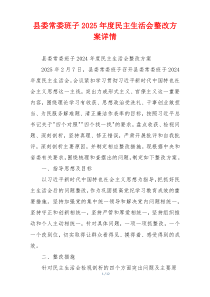 县委常委班子2025年度民主生活会整改方案详情