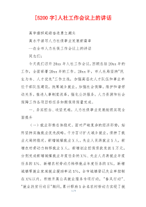 [5200字]人社工作会议上的讲话
