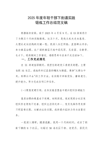 2025年度年轻干部下街道实践锻炼工作总结范文稿