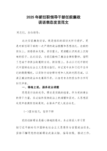2025年新任职领导干部任前廉政谈话表态发言范文