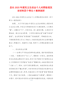 县长2025年度民主生活会个人对照检视发言材料四个带头＋案例剖析