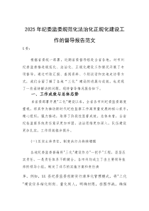 2025年纪委监委规范化法治化正规化建设工作的督导报告范文