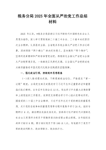 税务分局2025年全面从严治党工作总结材料