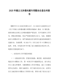 2025年镇公文抄袭问题专项整治自查自纠报告