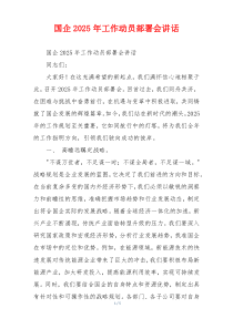 国企2025年工作动员部署会讲话