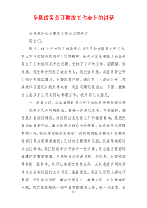 全县政务公开整改工作会上的讲话
