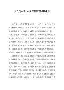 乡党委书记2025年度述职述廉报告