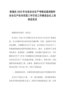 街道在2025年全县安全生产考核巡查迎检和安全生产治本攻坚三年行动工作推进会议上的表态发言