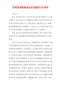共青团表彰座谈会讲话建团100周年