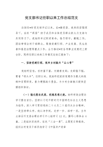 党支部书记任职以来工作总结范文