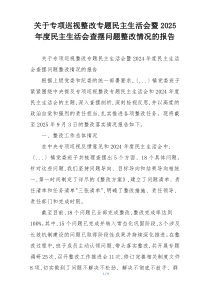关于专项巡视整改专题民主生活会暨2025年度民主生活会查摆问题整改情况的报告