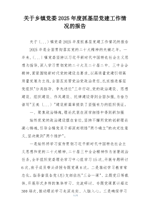 关于乡镇党委2025年度抓基层党建工作情况的报告