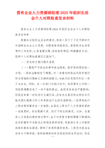 国有企业人力资源部经理2025年组织生活会个人对照检查发言材料