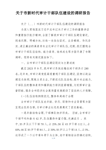 关于市新时代审计干部队伍建设的调研报告