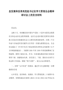 县发展和改革局党组书记在学习贯彻全会精神研讨会上的发言材料