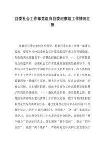 县委社会工作部党组向县委巡察组工作情况汇报