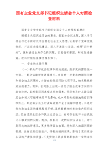 国有企业党支部书记组织生活会个人对照检查材料