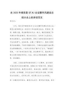 在2025年党委（扩大）会议暨作风建设总结大会上的讲话范文