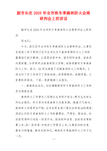 副市长在2025年全市秋冬季森林防火会商研判会上的讲话