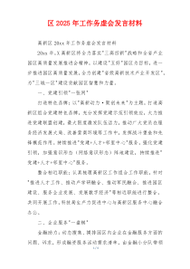 区2025年工作务虚会发言材料