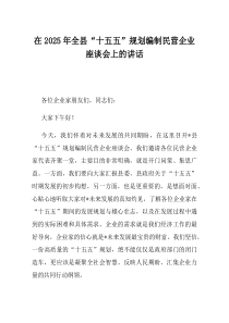 在2025年全县十五五规划编制民营企业座谈会上的讲话