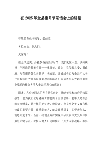 在2025年全县重阳节茶话会上的讲话