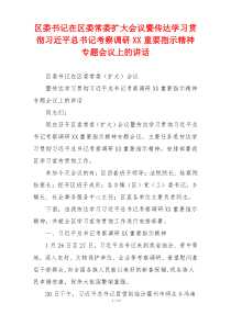 区委书记在区委常委扩大会议暨传达学习贯彻习近平总书记考察调研XX重要指示精神专题会议上的讲话