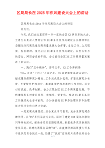 区局局长在2025年作风建设大会上的讲话