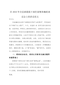 在2025年新提拔干部任前集体廉政谈话会上的讲话范文供参考