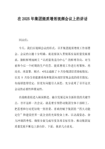 在2025年集团提质增效视频会议上的讲话