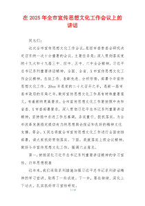 在2025年全市宣传思想文化工作会议上的讲话