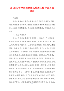 在2025年全市土地违法整改工作会议上的讲话