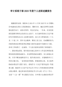 审计系统干部2025年度个人述职述廉报告