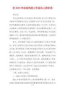 在2025年全省民政工作会议上的讲话