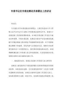 市委书记在市委巡察动员部署会上的讲话