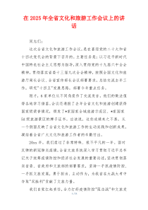 在2025年全省文化和旅游工作会议上的讲话