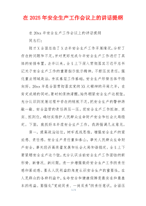 在2025年安全生产工作会议上的讲话提纲