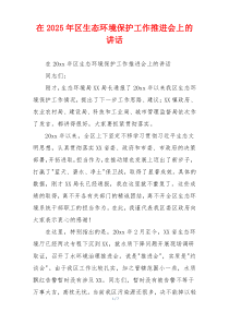 在2025年区生态环境保护工作推进会上的讲话